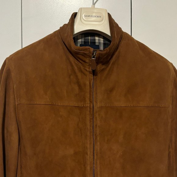 Brooks Brothers Tan/Brown Suede Leather Bomber Jacket - Medium - Picture 3 of 16